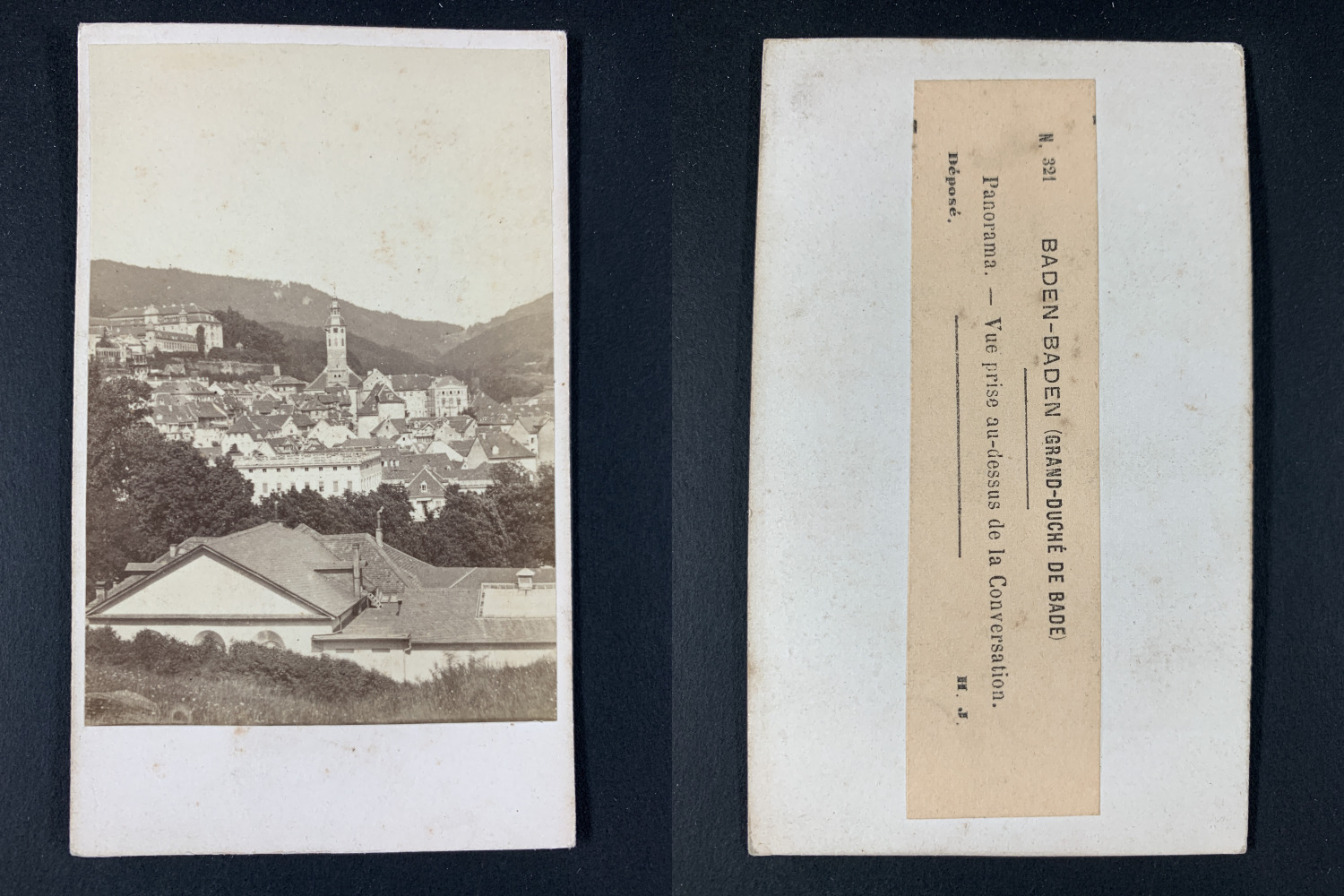 Germany, Baden-Baden, Panorama Vintage cdv albumen print, CDV, albumi print