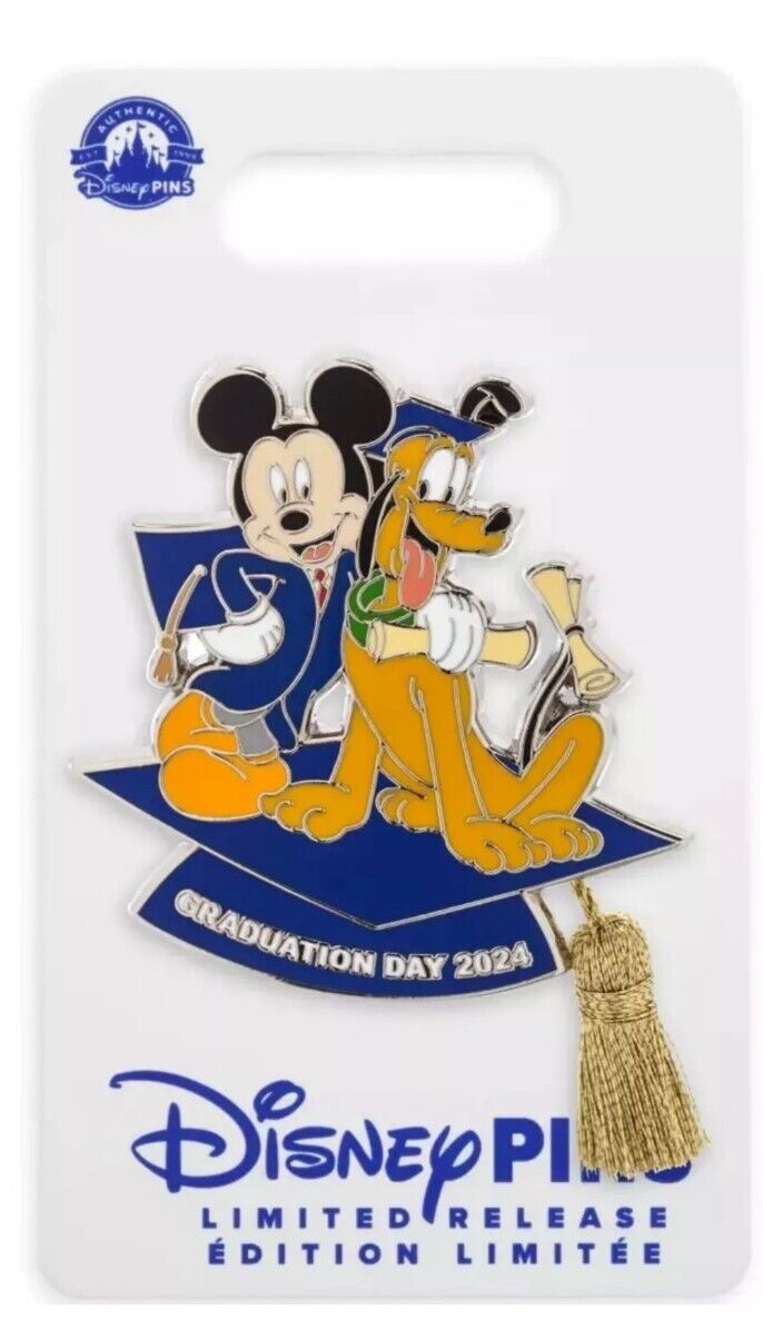 2024 Disney Parks Mickey Mouse & Pluto Graduation Day Pin LR