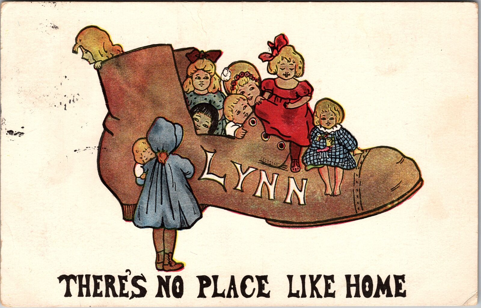 Lynn MA-Massachusetts, Shoe, No Place Like Home, c1907 Vintage Postcard
