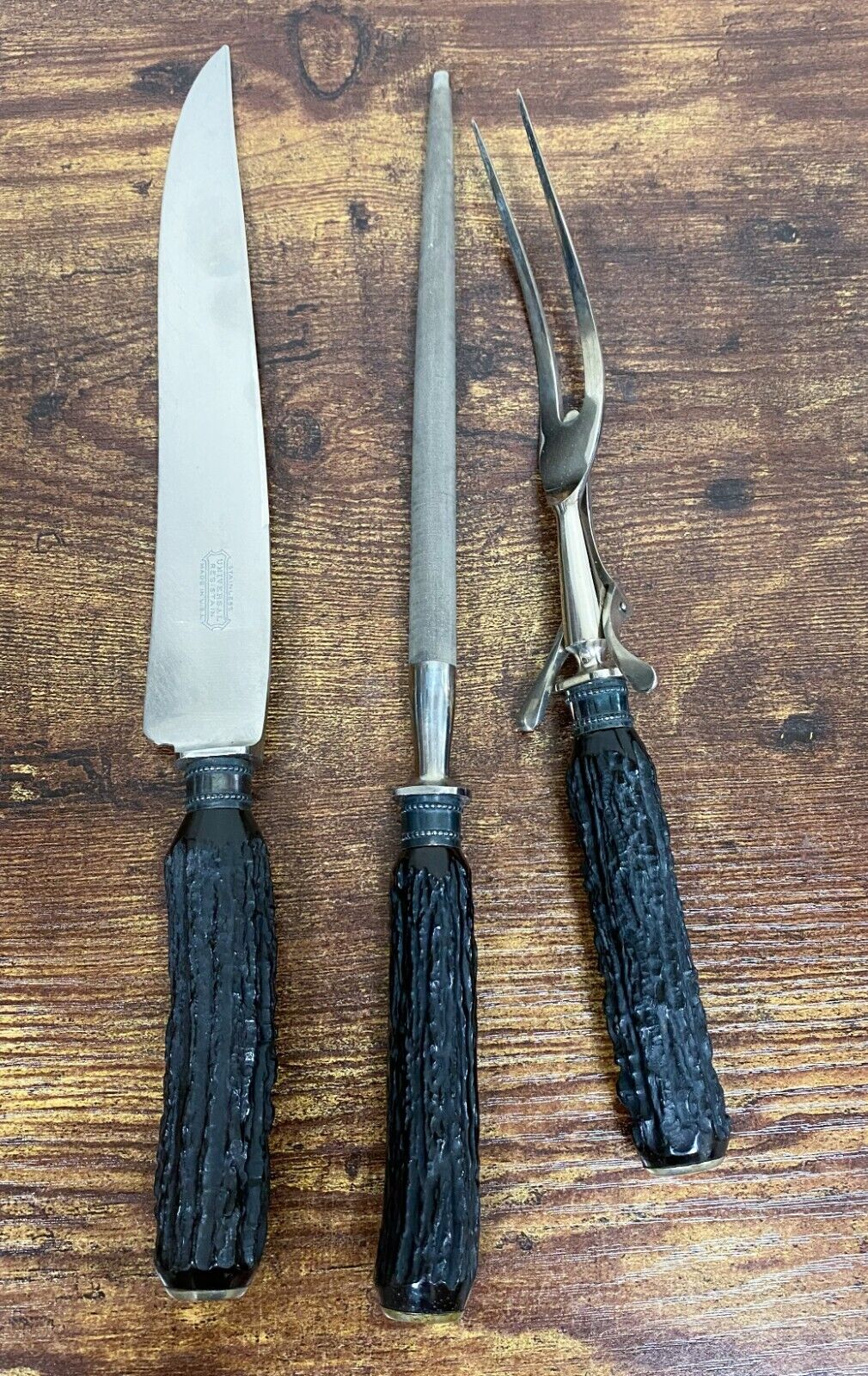 Set of Universal Resistain Serving Knife & Fork with Sharpener 1 