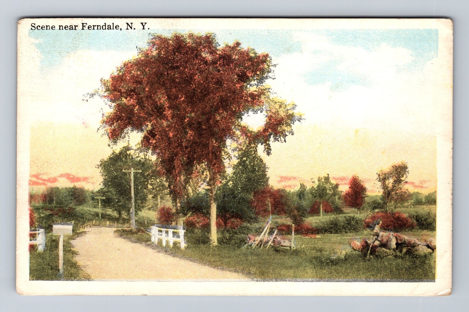 Ferndale NY-New York, Scenic Greetings, Country Side Antique Vintage Postcard