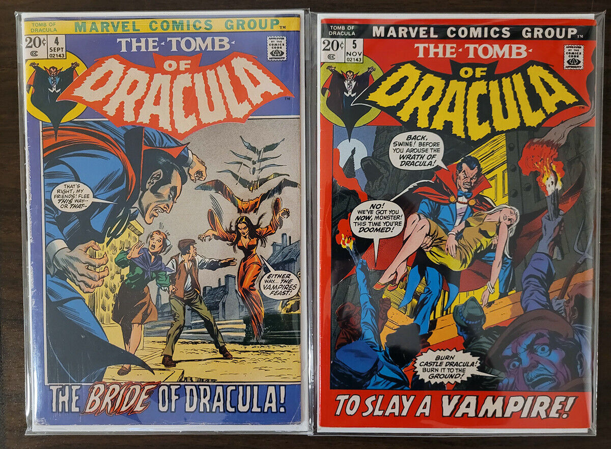 Tomb of Dracula 1972 #4 & 5 Marvel Bronze horror F/VF