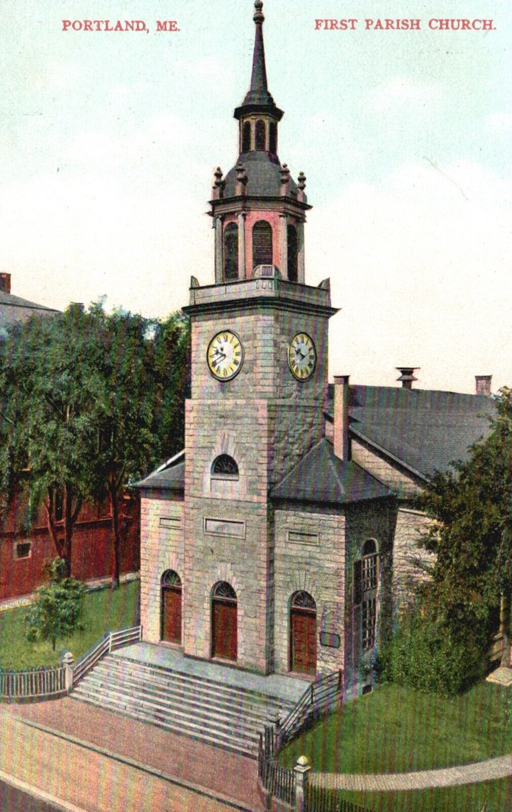 Postcard ME Portland Maine First Parish Church Unposted Vintage PC f9648