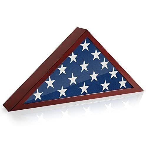 Solid Wood Memorial Flag Display Case for 5' X 9' Folded Flag - Cherry Finish