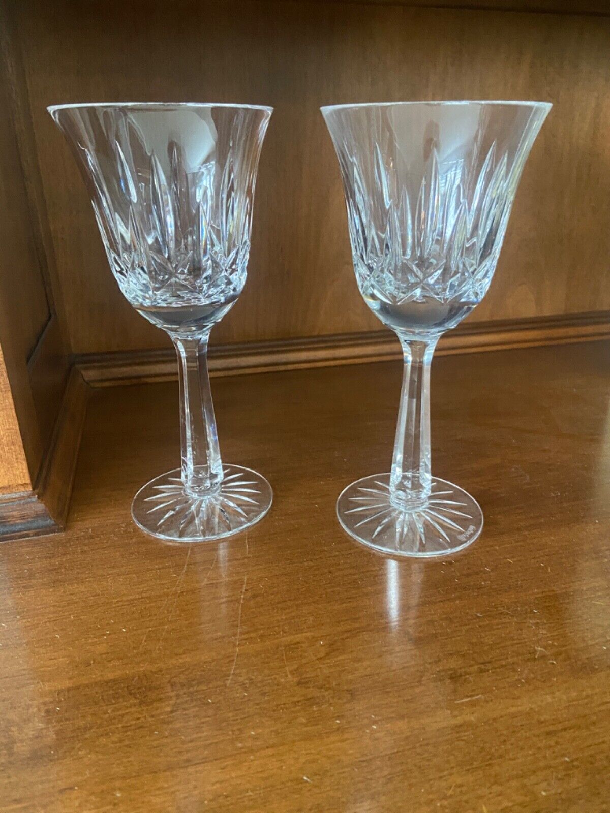 2 Waterford Crystal Ballyshannon Cut Claret Wine Glasses 6-7/8” Signed No Ledge