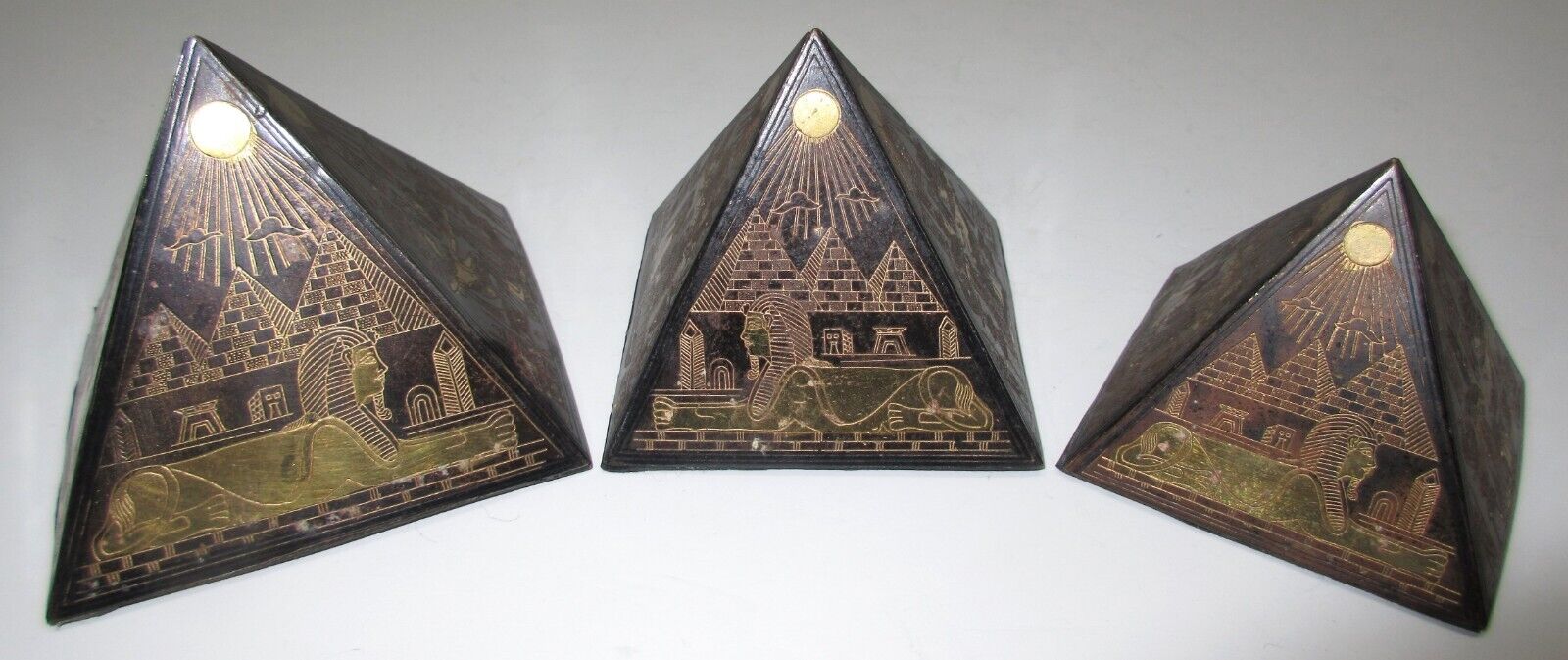 Three Different Size Pyramids Handmade in Egypt