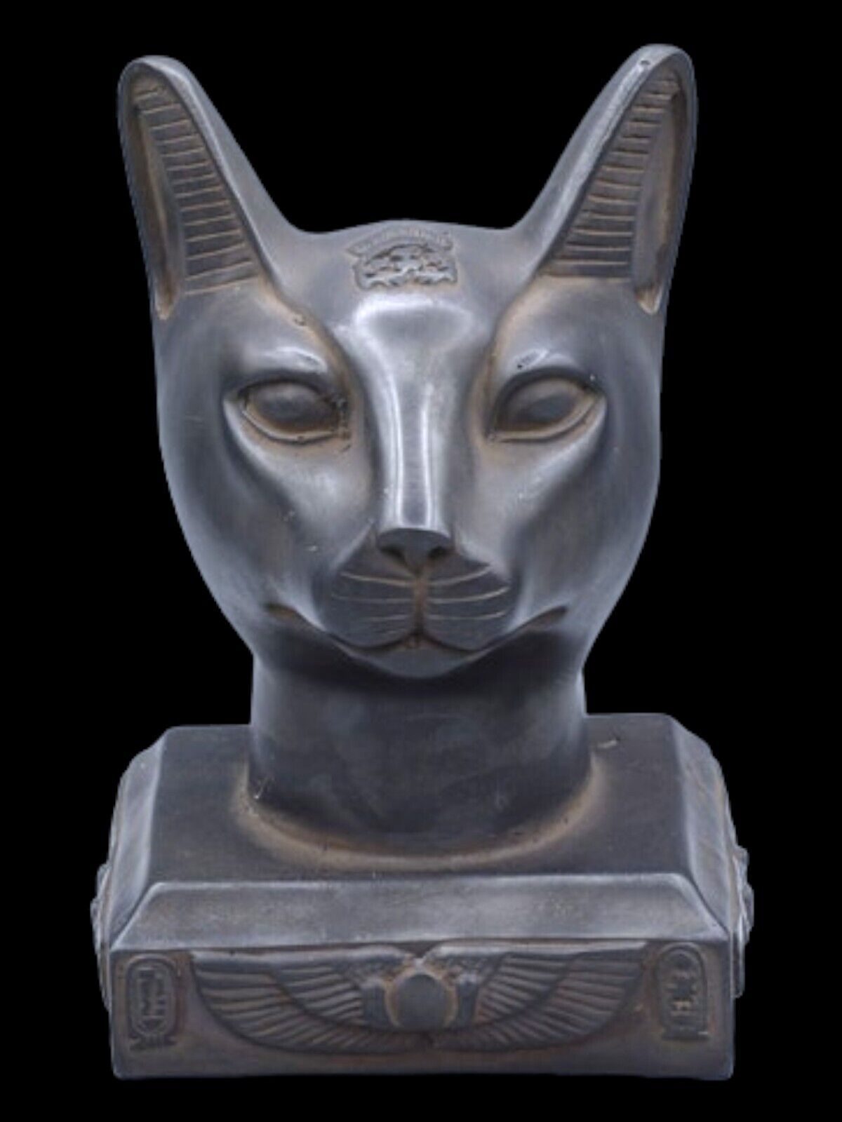 UNIQUE ANTIQUE ANCIENT EGYPTIAN Heavy Stone Goddess Cat Bastet Winged Scarab