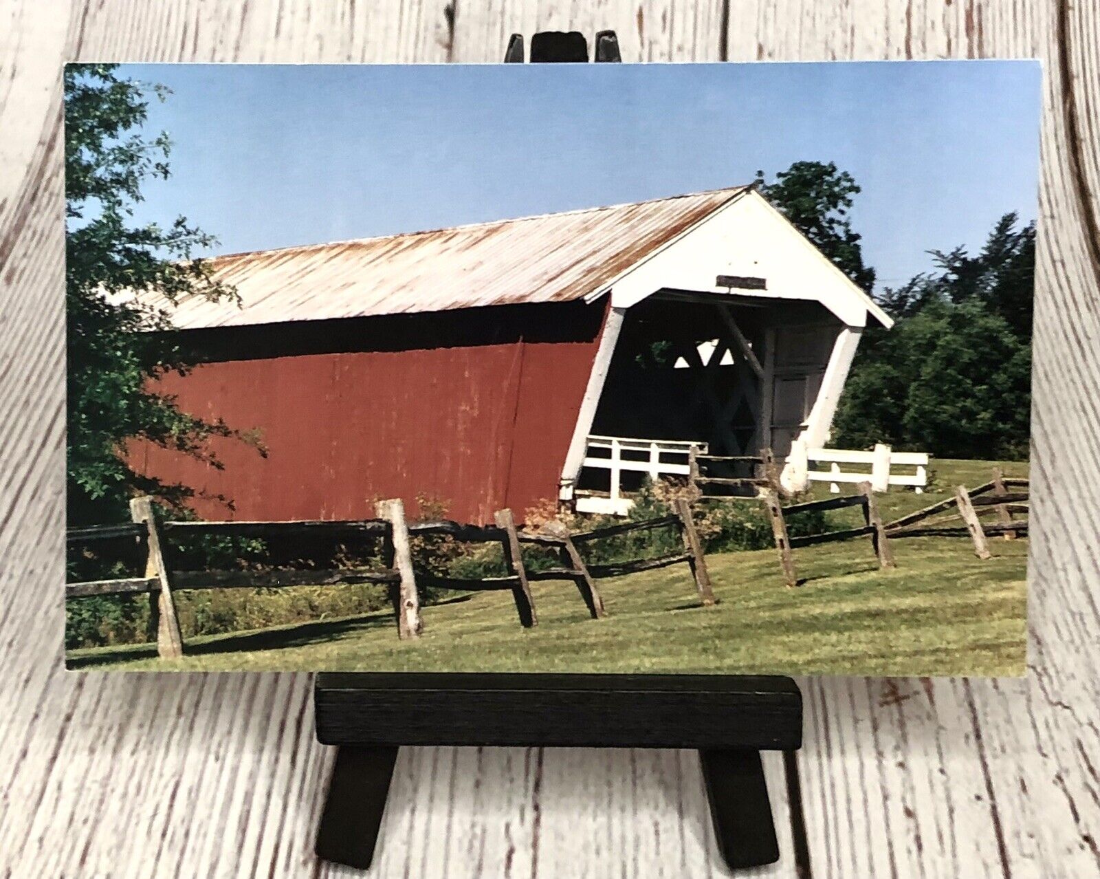 Imes Covered Bridge St. Charles Iowa IA Vintage Postcard