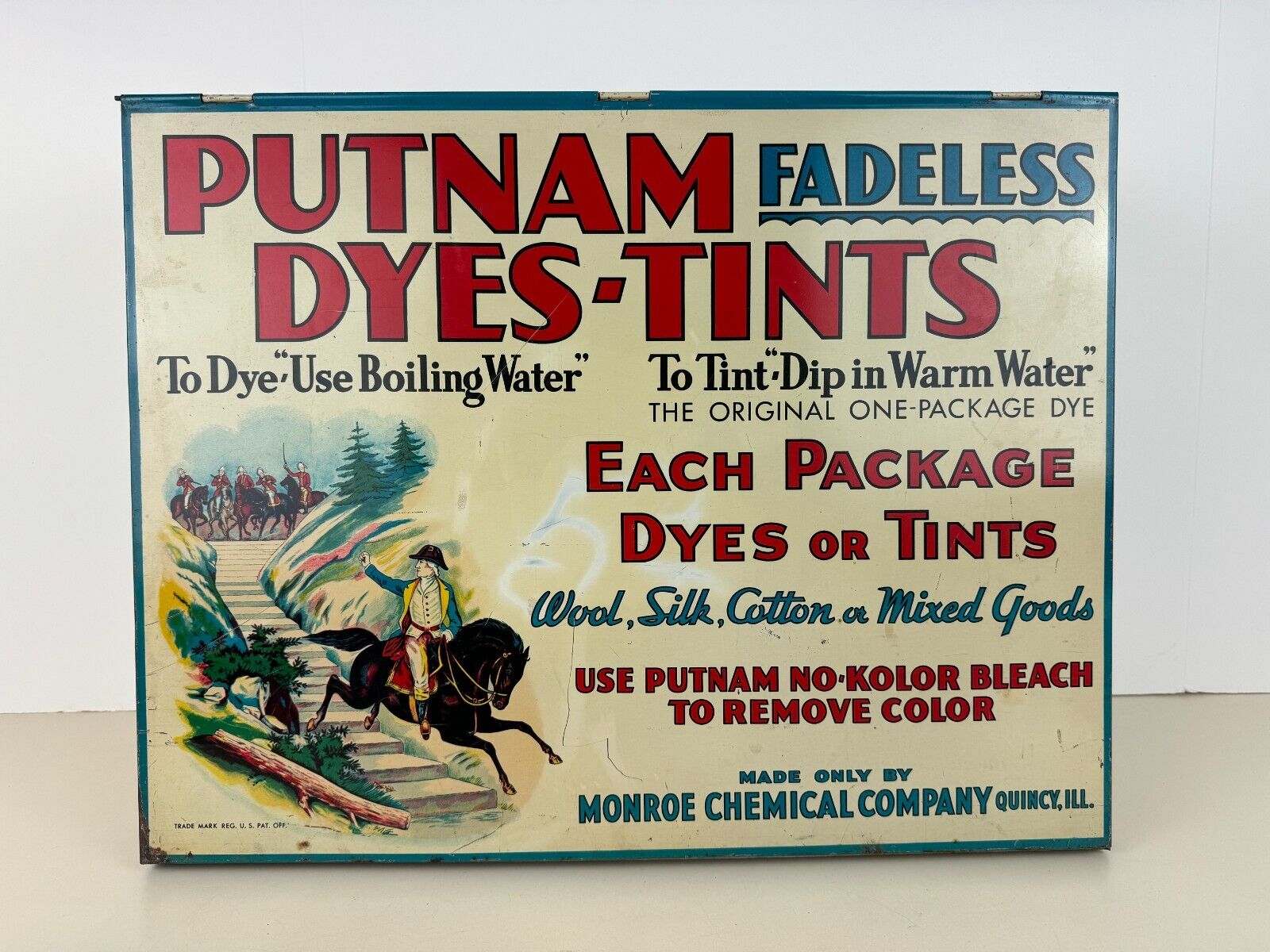 Vintage PUTNAM FADELESS DYES Store Display Advertising METAL CABINET Box Laundry