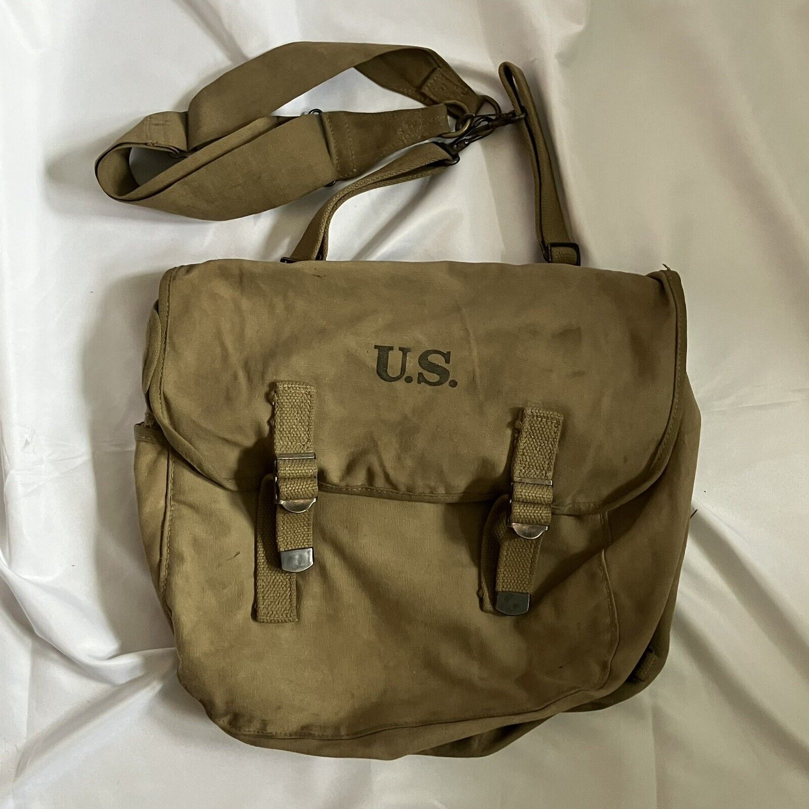 Ww2 Us Army M1936 Canvas Musette Bag Pack Khaki Color Dated 1942 Issued Wwii