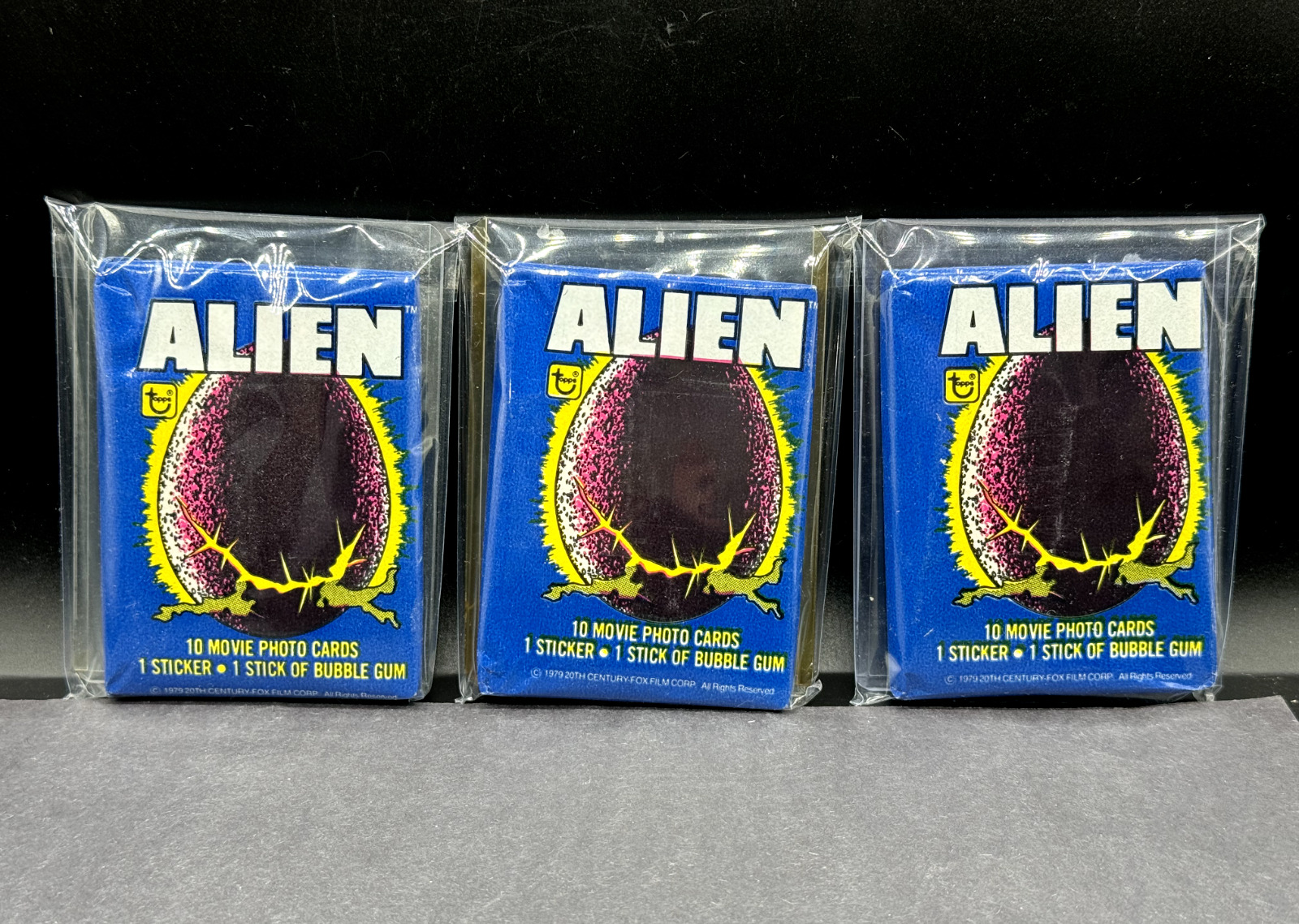 ALIEN 1979 Topps Unopened Lot of 3 Wax Packs Movie Photo Cards pulled from box