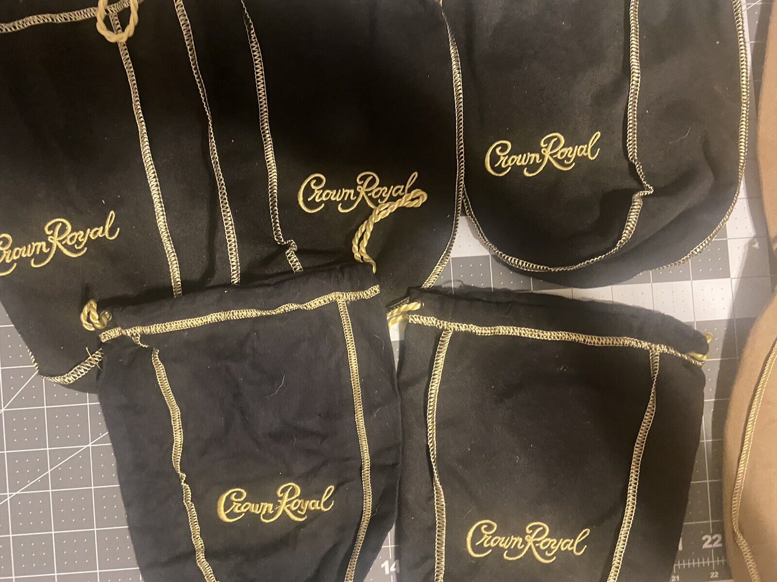 Lot of 4 Crown Royal 1.75L Extra Large Black Drawstring Bags 12 inch Quilt/craft