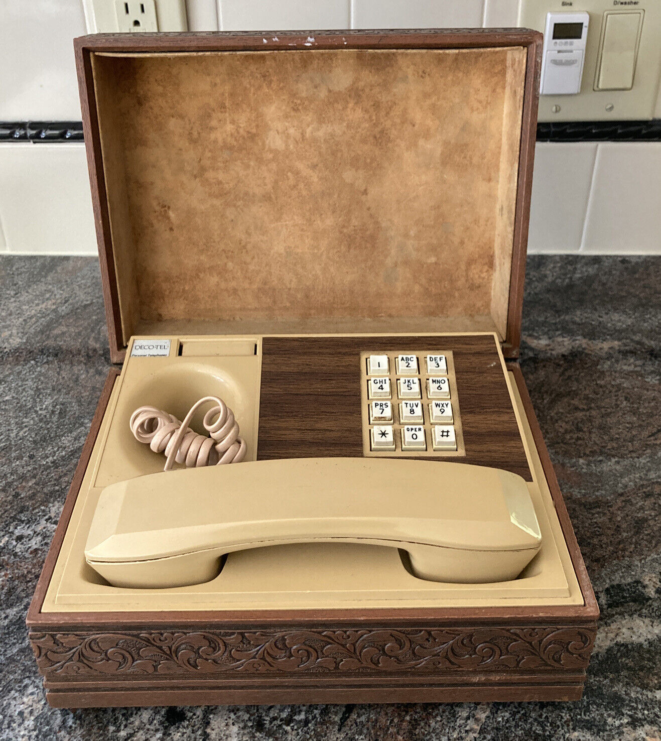 Vintage Deco-Tel Personal Telephone Executive Phone in a Box Touchtone Push Butt