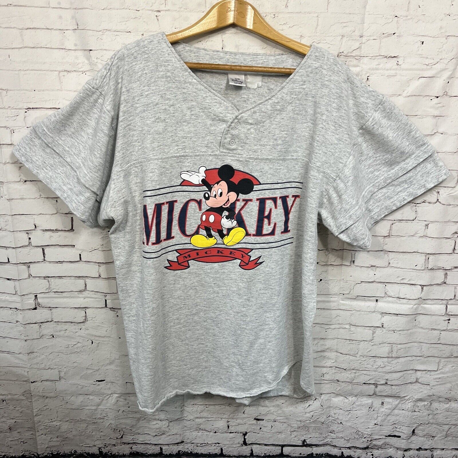 Vintage Disney Store 2X 3X Mickey Mouse Jersey Short Sleeve Sweatshirt 