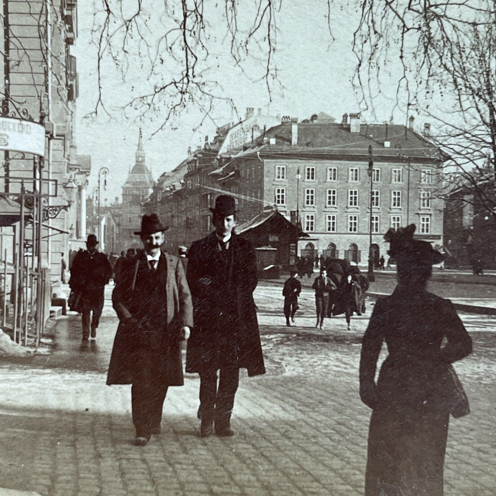 Antique 1901 Businessmen In Bern Switzerland Stereoview Photo Card P3940