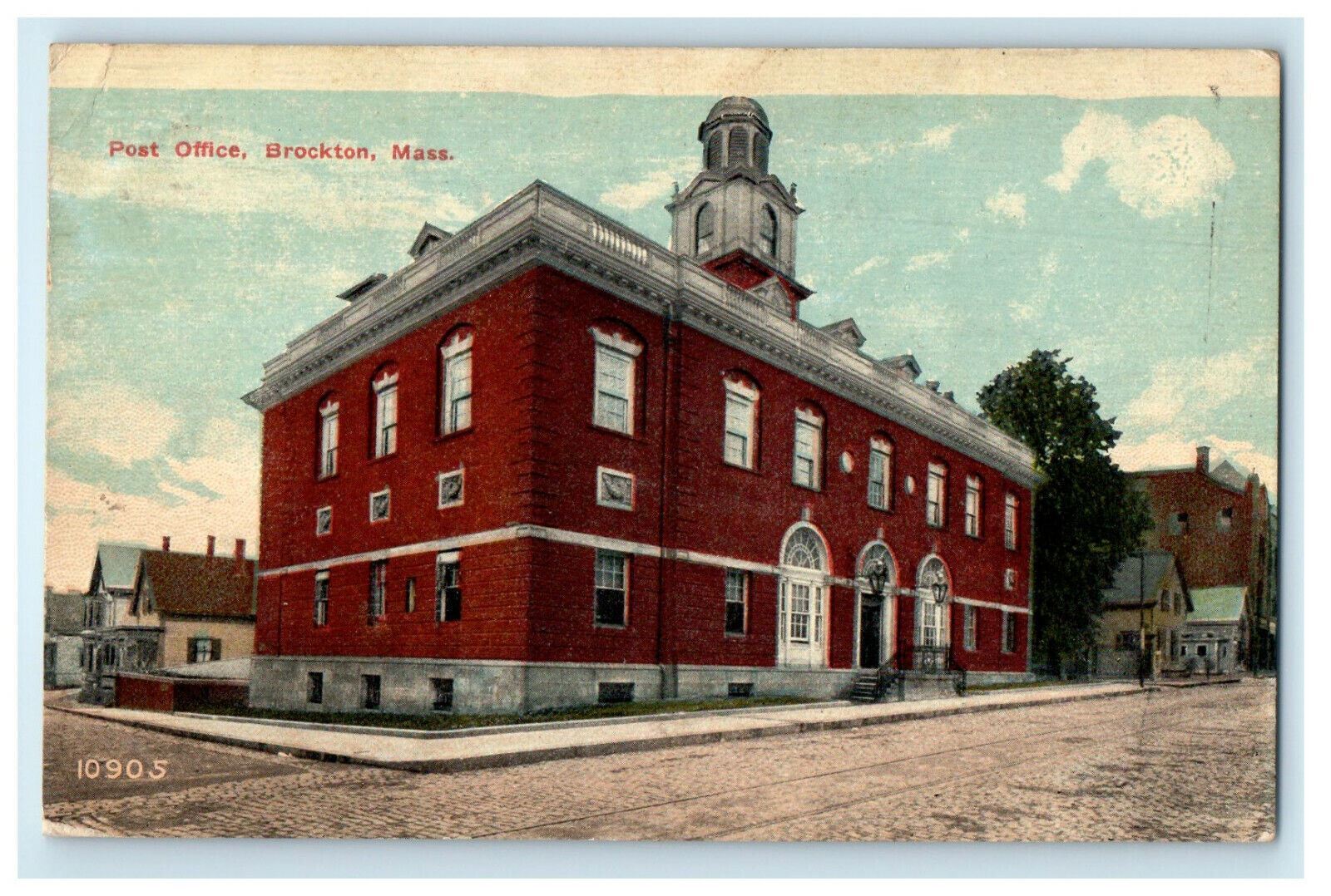 1912 Outside View of Post Office, Brockton Massachusetts MA Posted Postcard