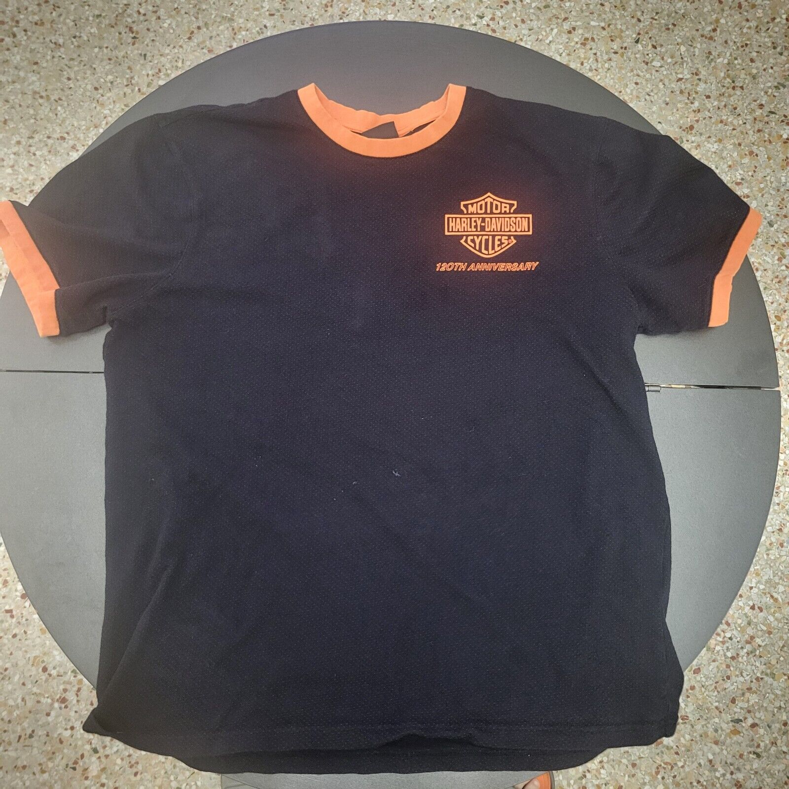 Harley Davidson Men's Size XL 110th Anniversary T-Shirt Black/orange