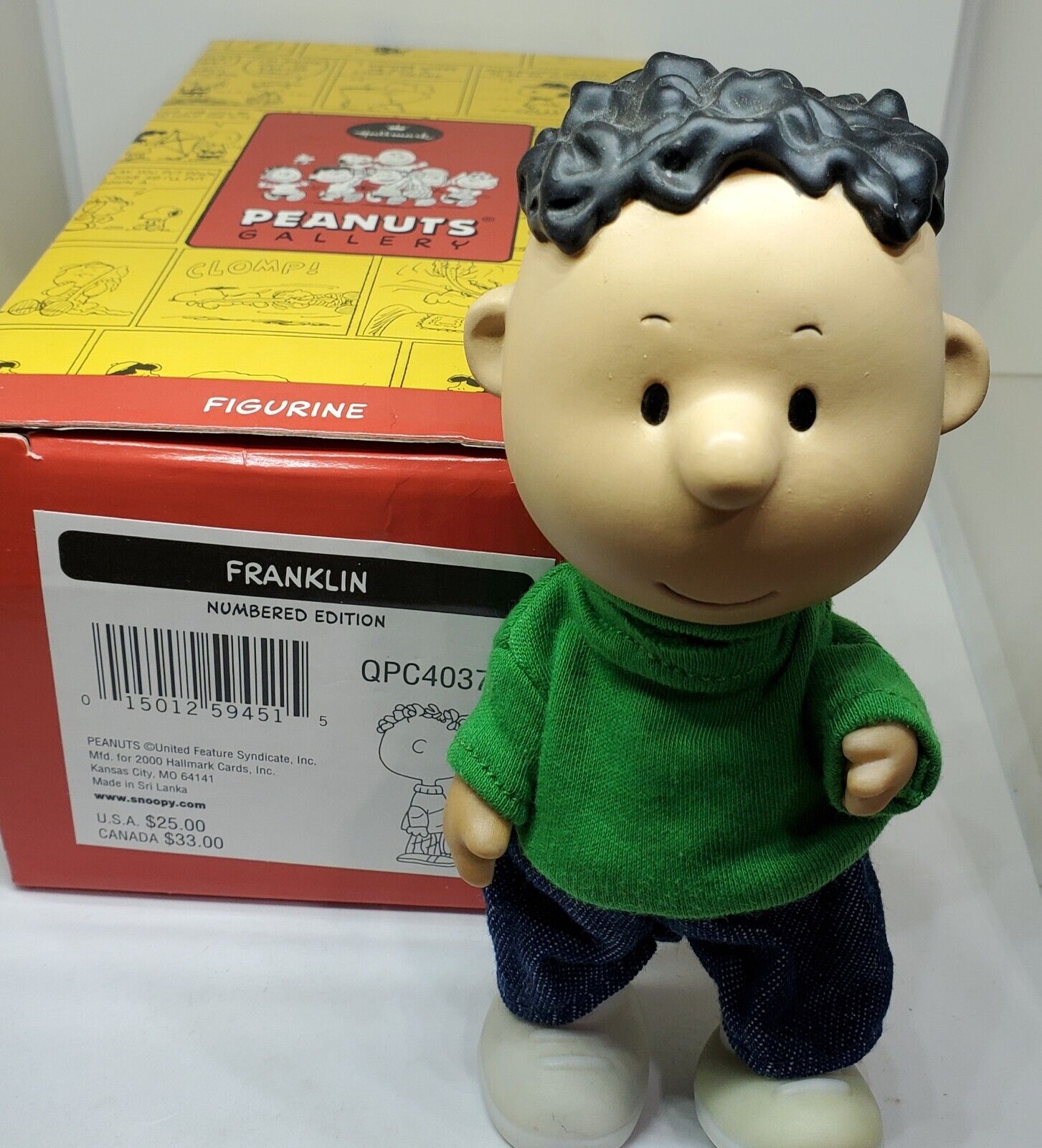 Hallmark Peanuts Gallery *6 inch Porcelain Jointed Franklin Figurine Boxed