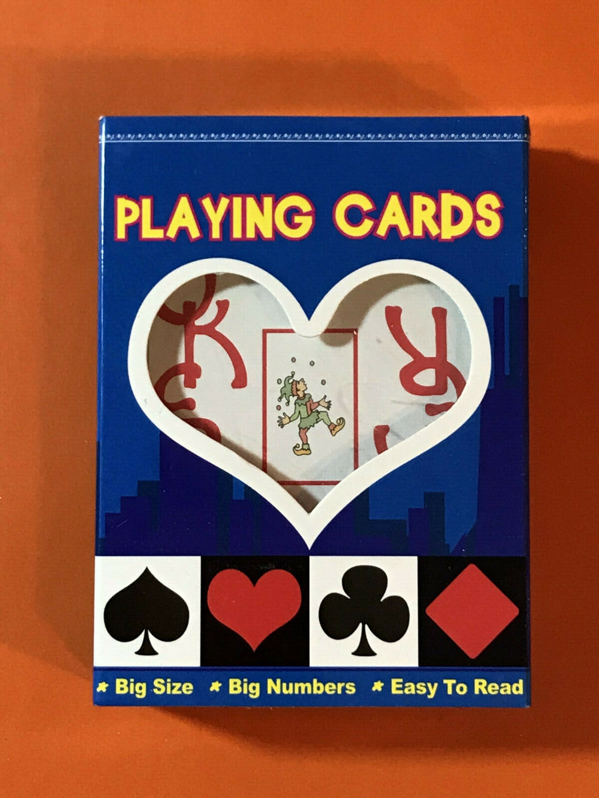 NORMAL SIZE, BIG NUMBERS / LETTERS Playing Cards in Plastic Case Easy To Read