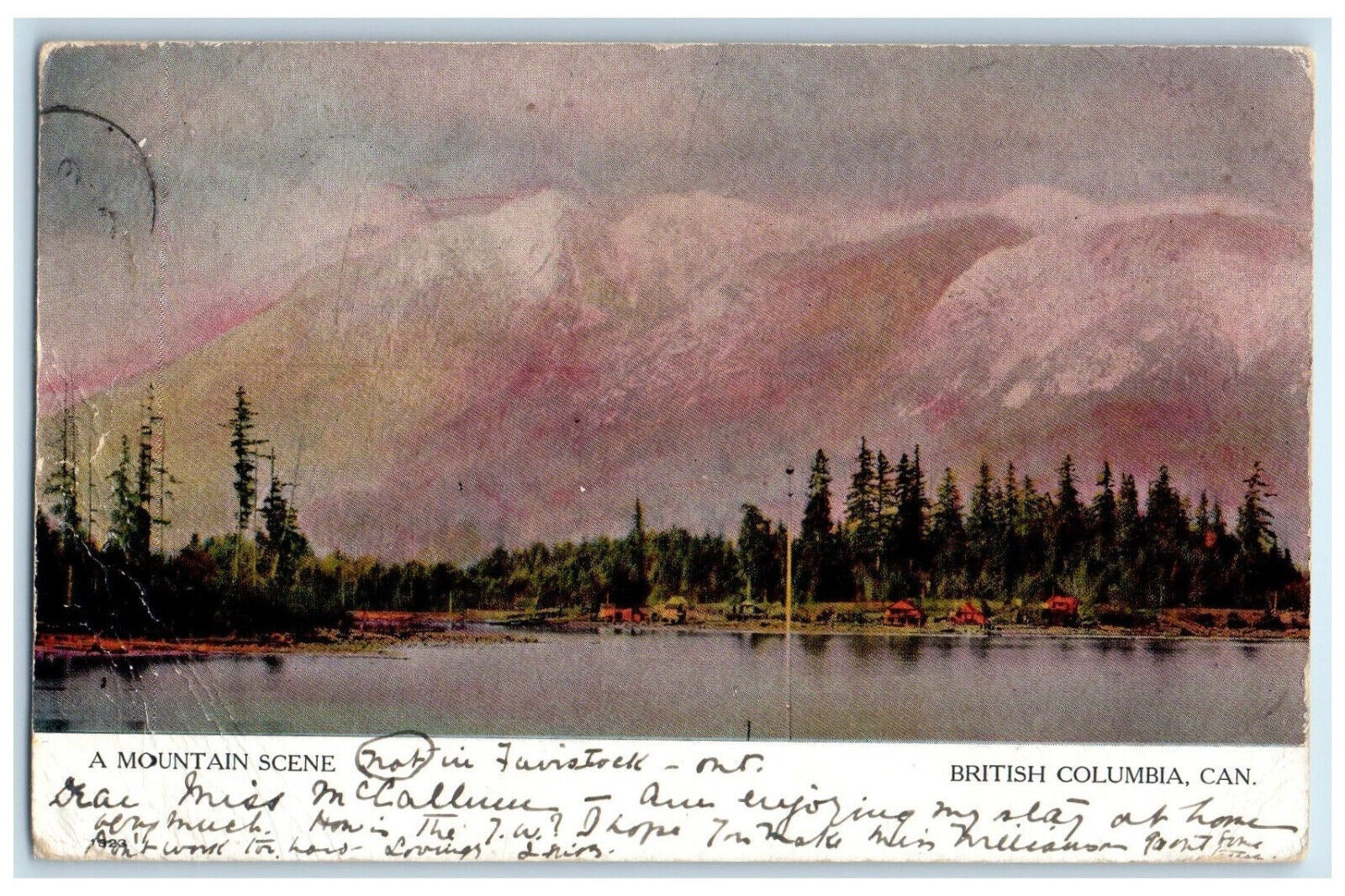 c1910 A Mountain Scene British Columbia Canada Posted Antique Postcard