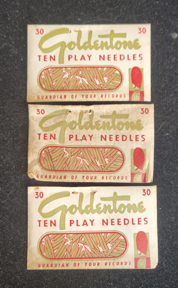 Vintage Goldtone Phonograph Needles Three Packs of 30 NOS