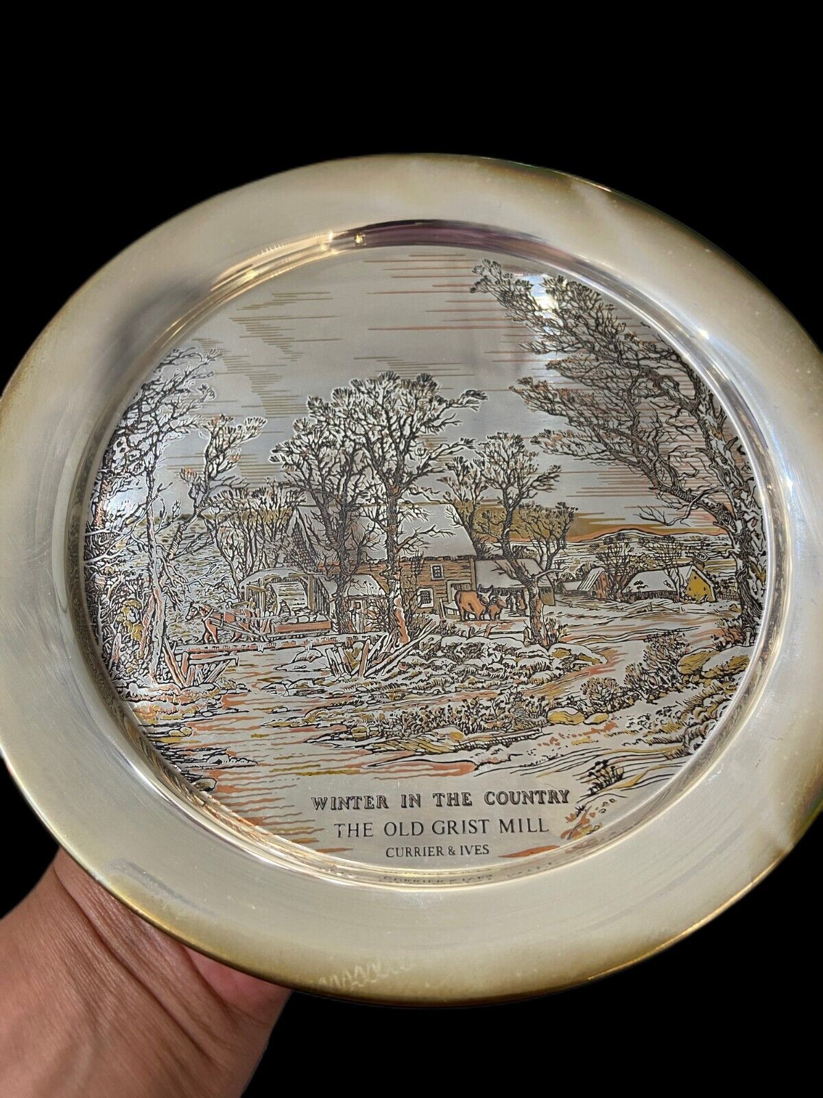 1974 Danbury Mint Sterling Silver Plate Limited Edition Winter in the Country