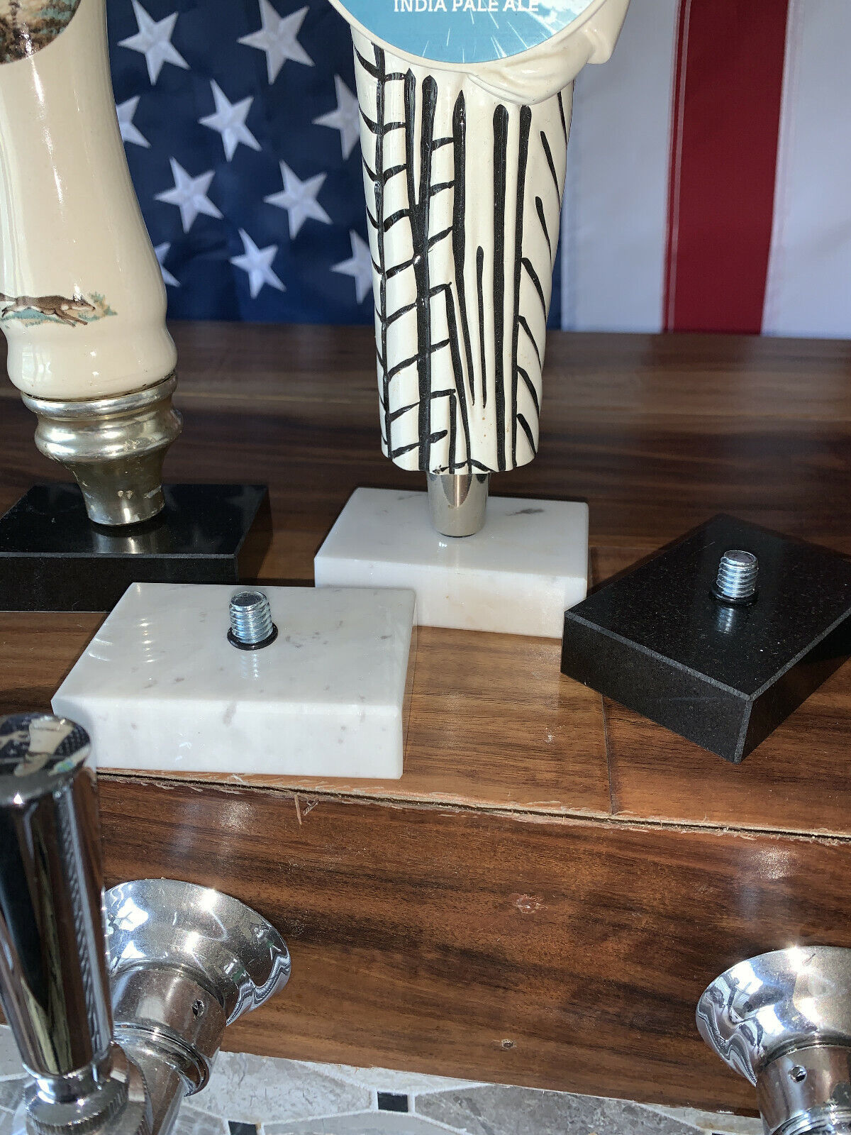 Beer Tap Handle Base Display Stand w/Bolt, Genuine White Marble Size 2\