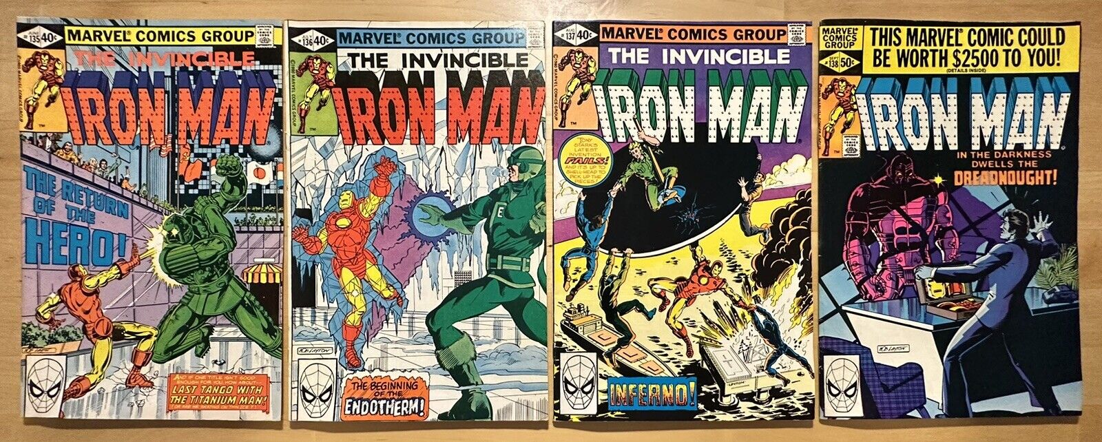 The Invincible Iron Man #135, #136, #137, #138 Marvel Bronze Age Comic Book Lot