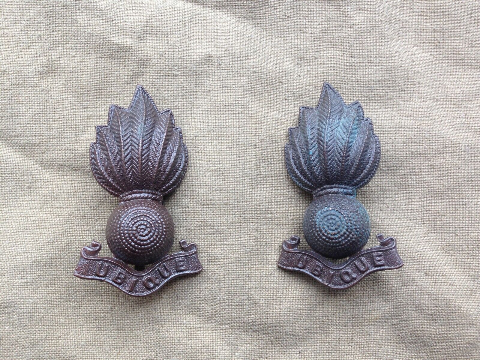 Original WW1/WW2 British Royal Artillery Officers Bronze Service Dress Collars