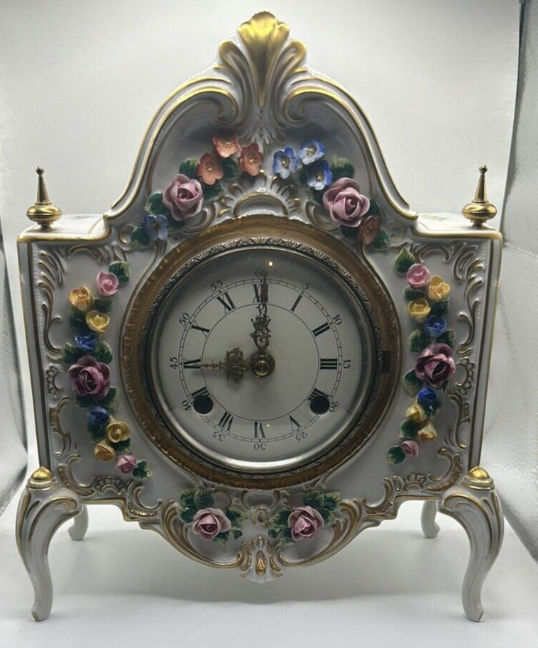 Vintage Antique Alt Meissen Art Dresden Porcelain Clock