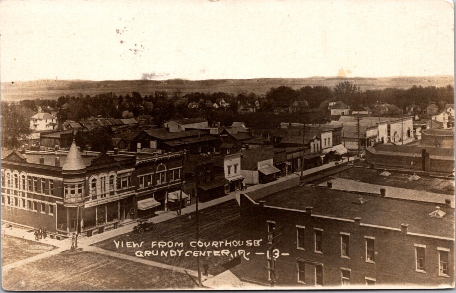 Real Photo Postcard View From The Courthouse in Grundy Center, Iowa