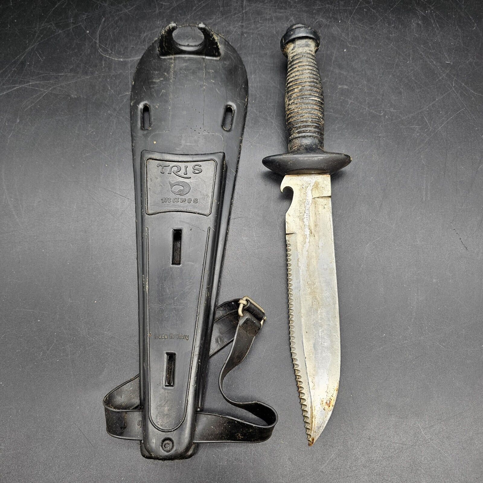 Vtg Tris Mares Inox Dive Knife And Sheath