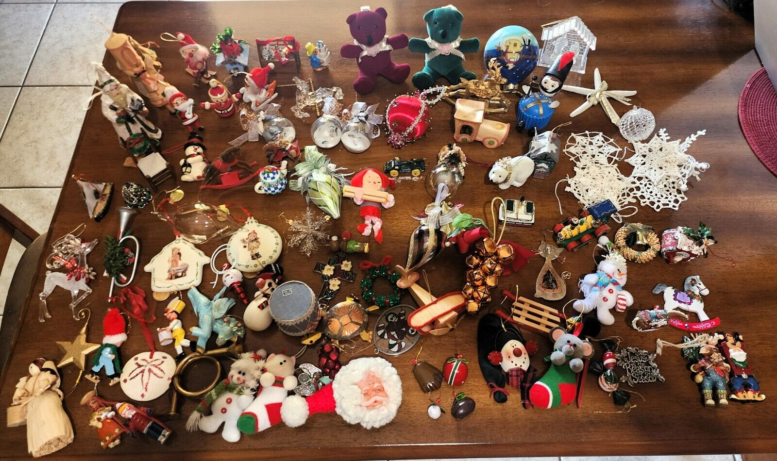 Huge Estate Lot 80+ Christmas Ornaments Vintage, Handmade, Hummel, Adler & More