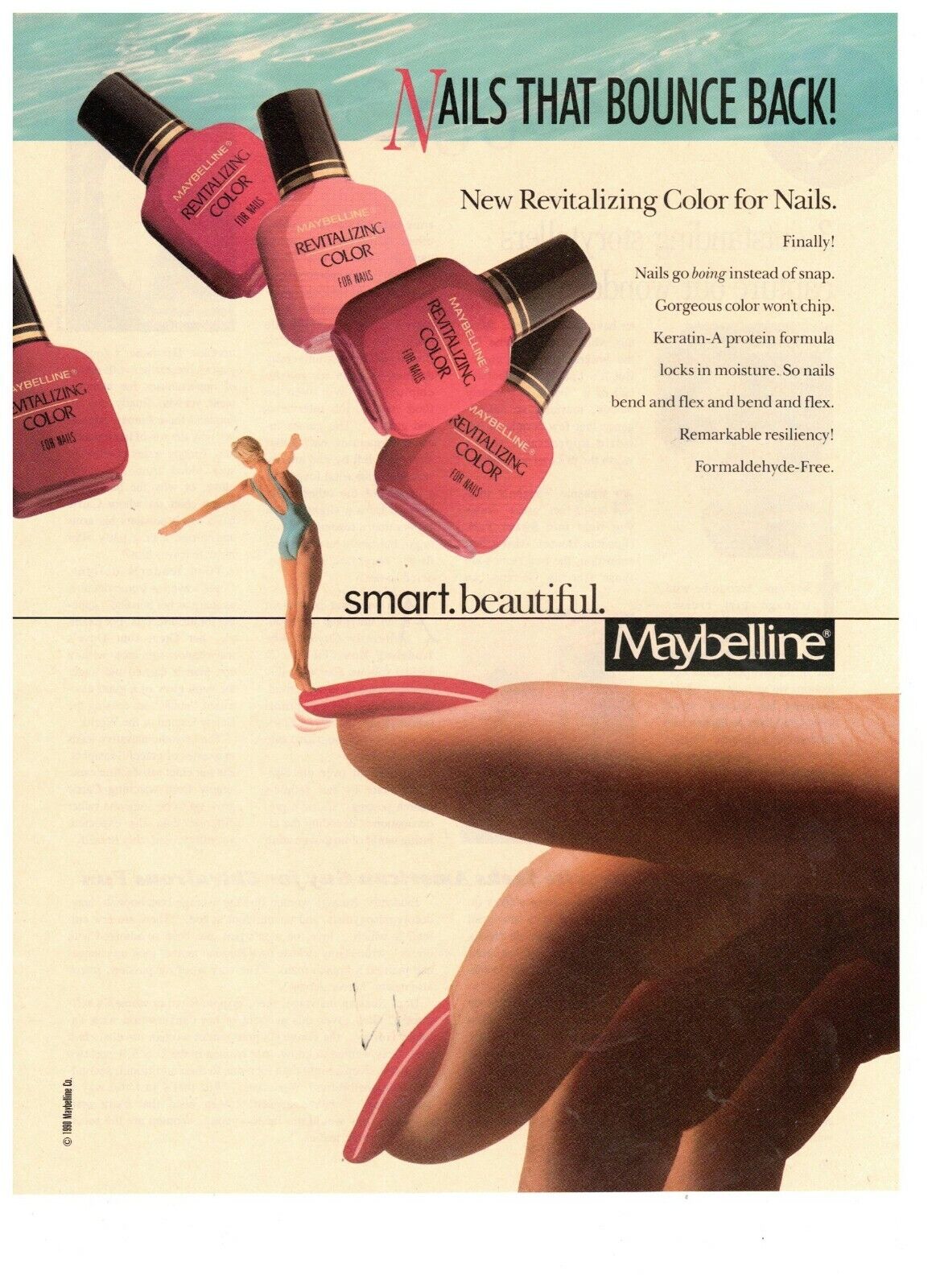 Maybelline Vintage Print Advertisement 1988 Smart Beautiful Revitalizing Color 