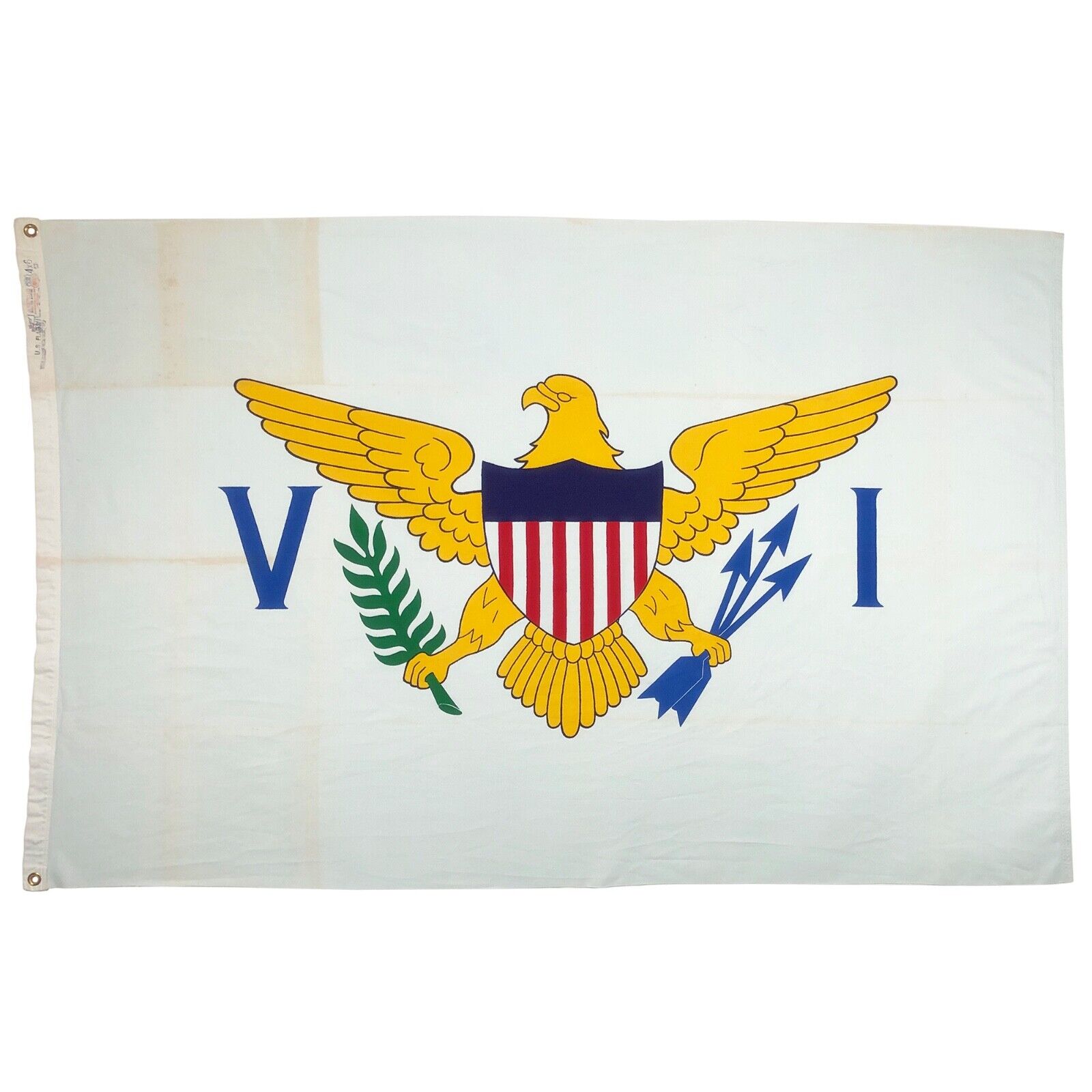 Vintage Cotton US Virgin Islands American Territory Flag USA Old Cloth Large