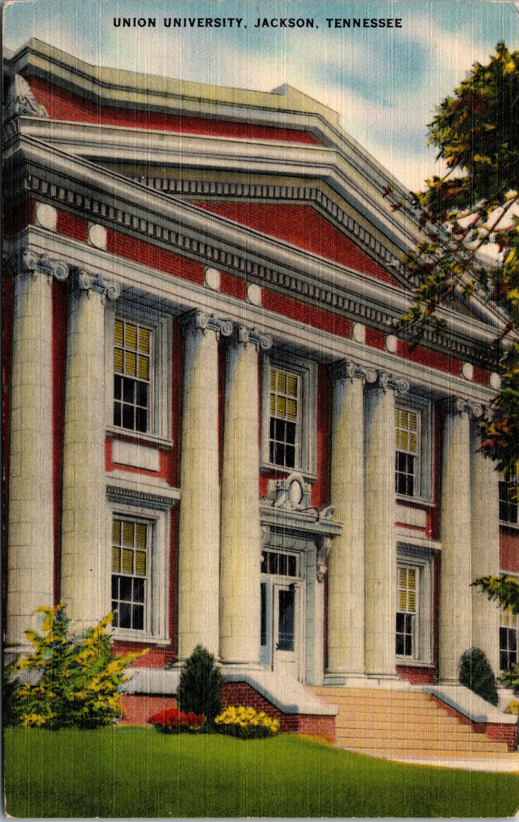 Vtg 1930s Union University Jackson Tennessee TN Unused Linen Postcard