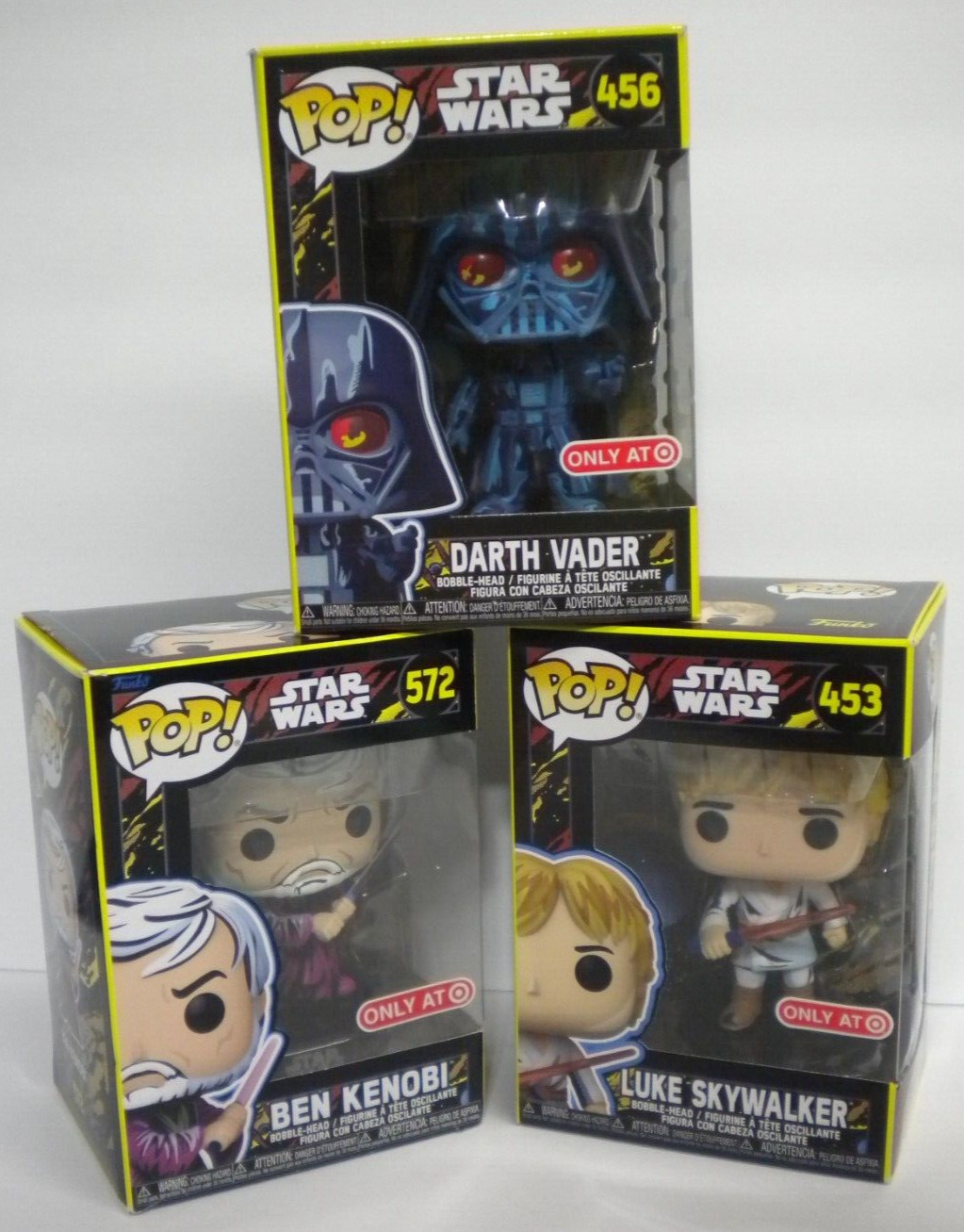 Lot of 3 Star Wars Darth Vader Kenobi Skywalker Target Exclusive Funko Pop Boxes