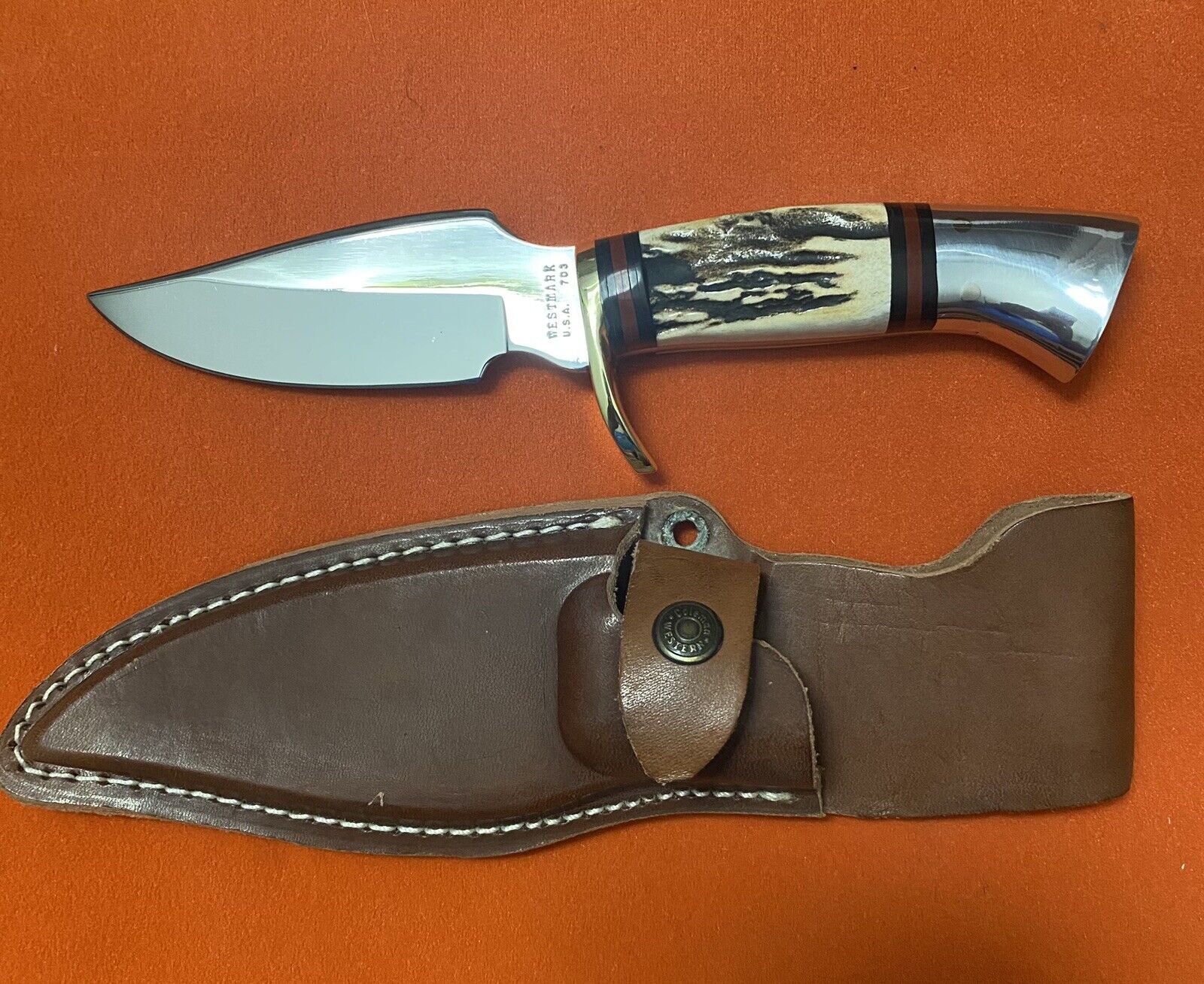 Rare Western Westmark Stag 703 Knife With Original Sheath New Beautiful Knife