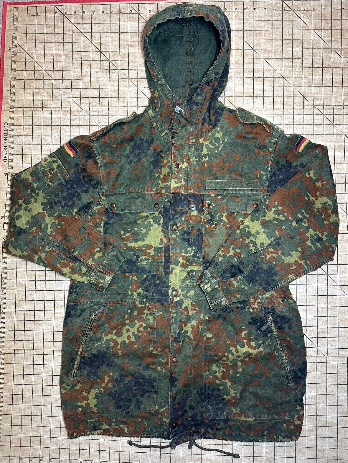 German Flecktarn Field Coat Military Camouflage Army Uniform Vintage 1991 Large