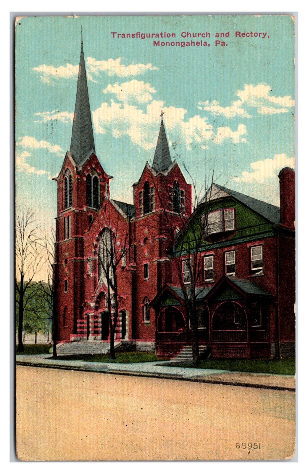 1913 -  Transfiguration Church - Monongahela, Pennsylvania Postcard (Posted)