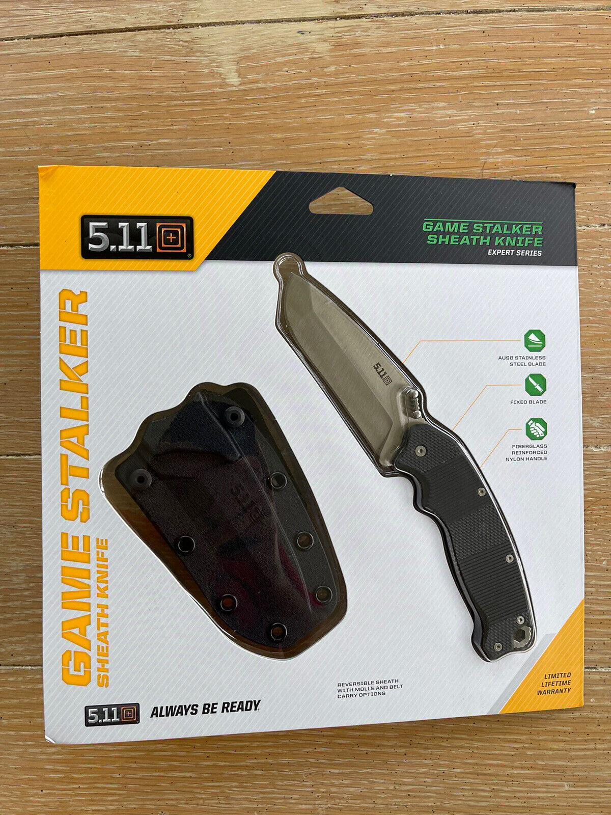 5.11 Tactical Game Stalker Fixed Blade Knife AUS 8 S.S. Blade &Polymer Sheath 