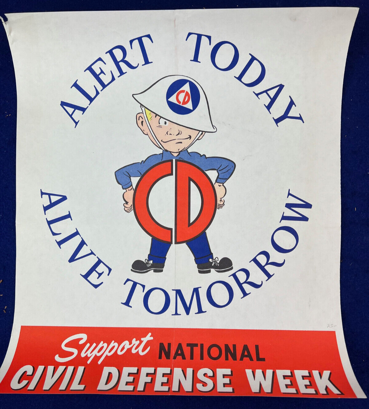 Vintage 1950s Mr. Civil Defense Week Fallout Shelter Poster Al Capp Cartoon