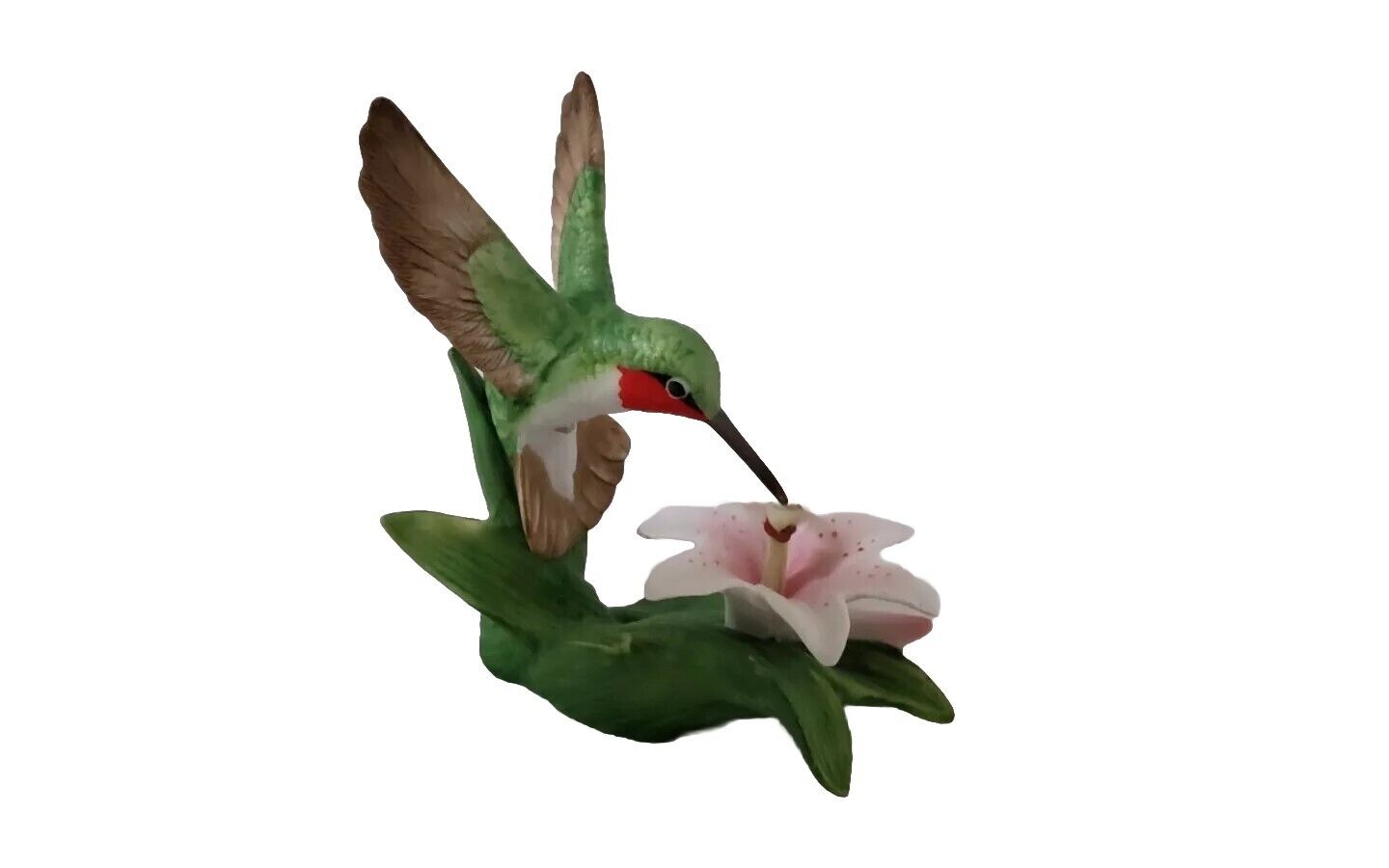 Vintage Ruby-Throated Hummingbird w/Lily Figurine by Bronson Collectibles 1996