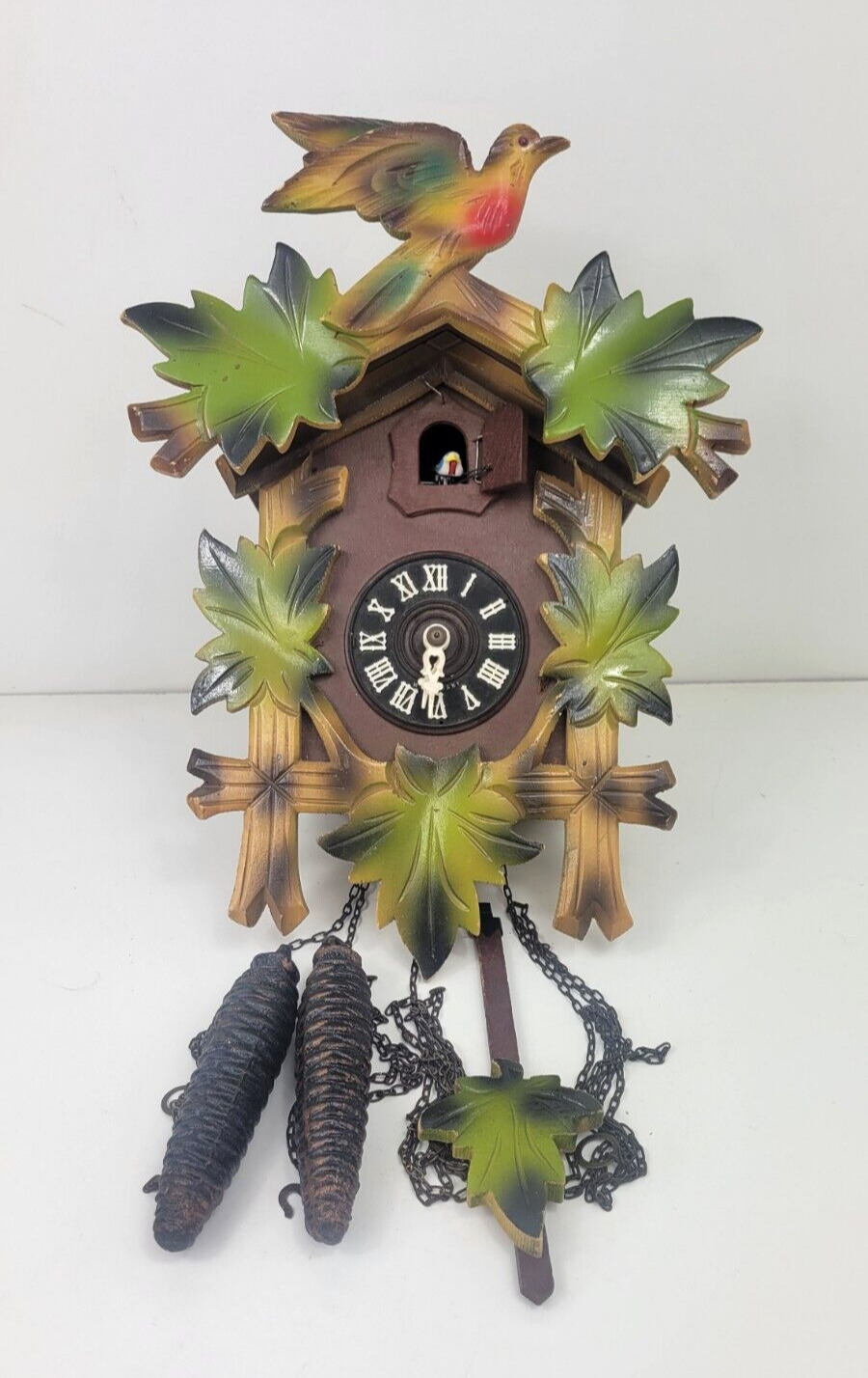 Vintage Colorful Wooden Coo Coo Clock Germany