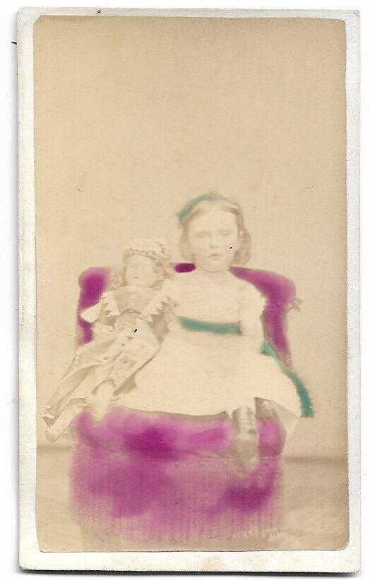 1860s CDV Photograph Colored Little Girl Identified Holding Doll NEW ORLEANS LA