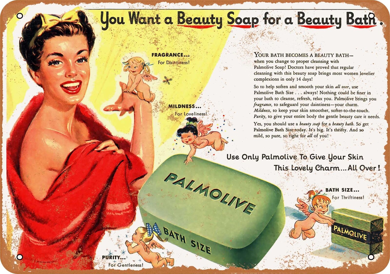 Metal Sign - 1950 Palmolive Beauty Soap -- Vintage Look