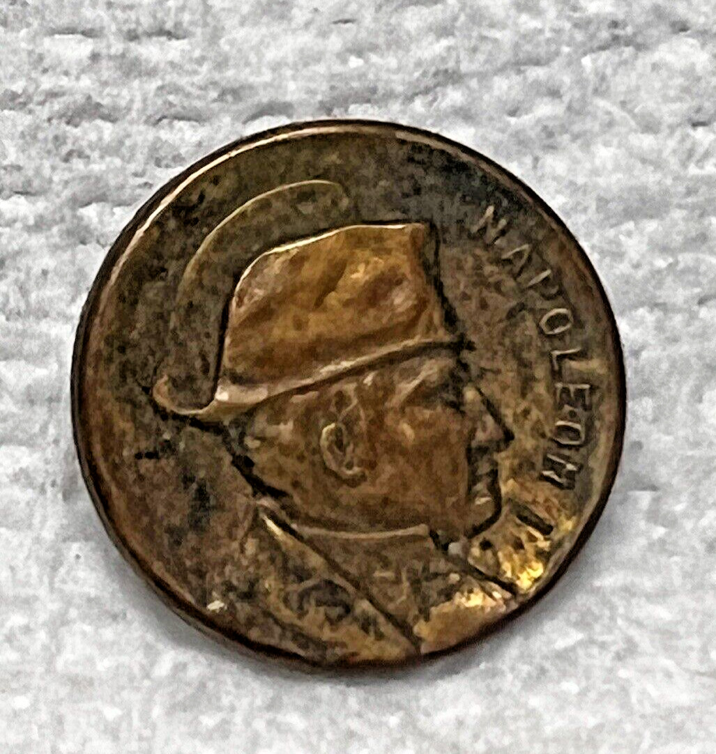 Older Gold Tone Metal Picture Button Napoleon 13/16th