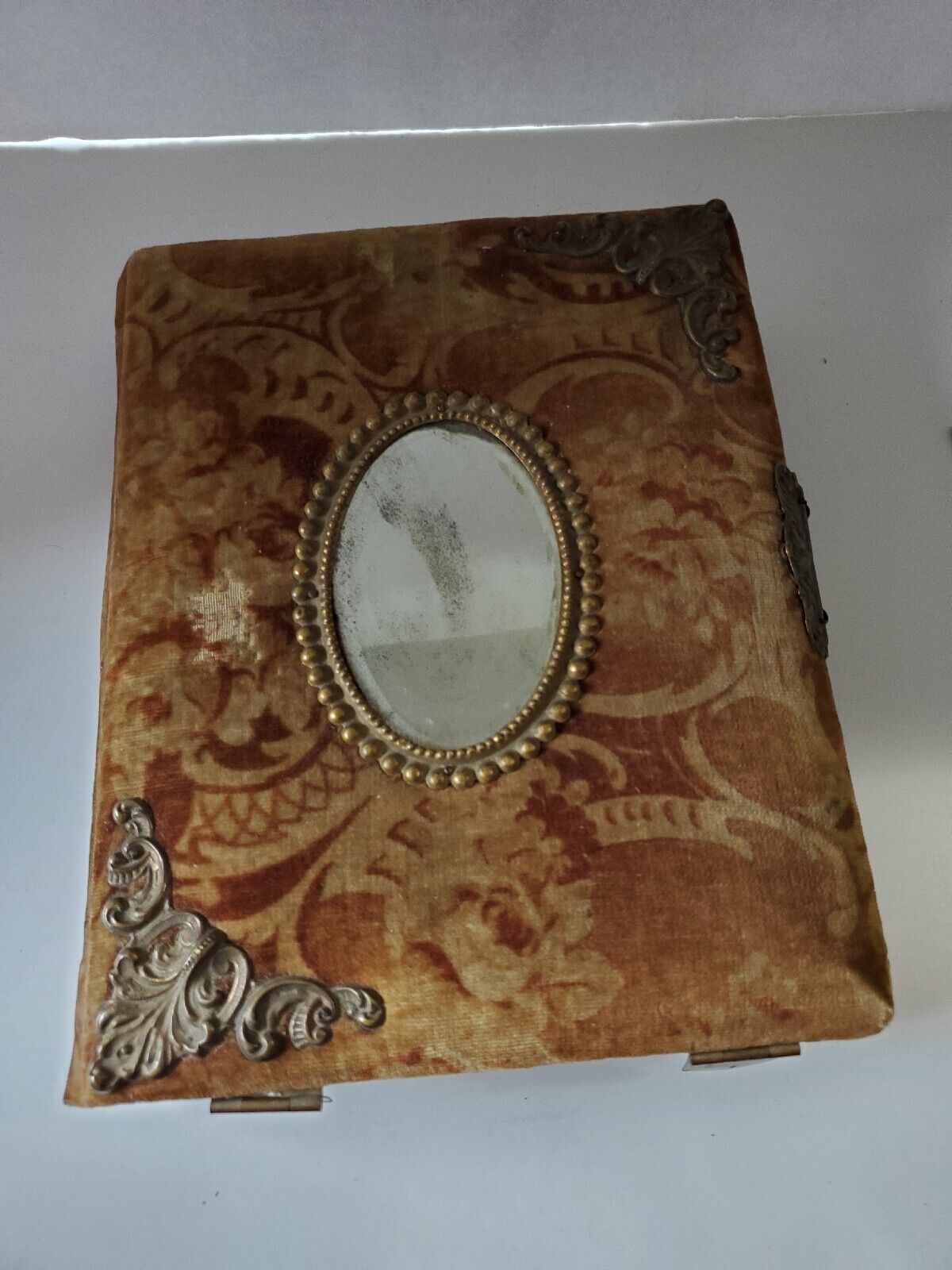 Antique Victorian Velvet Photo Album with Mirror Ornate Working Clasp - 2 Photos
