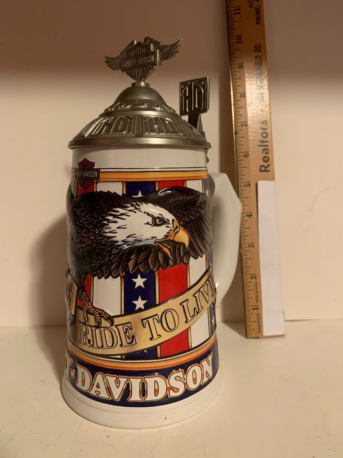  HARLEY-DAVIDSON SOAR WITH THE EAGLES STEIN WITH COA  CAVANAGH COLLECTION