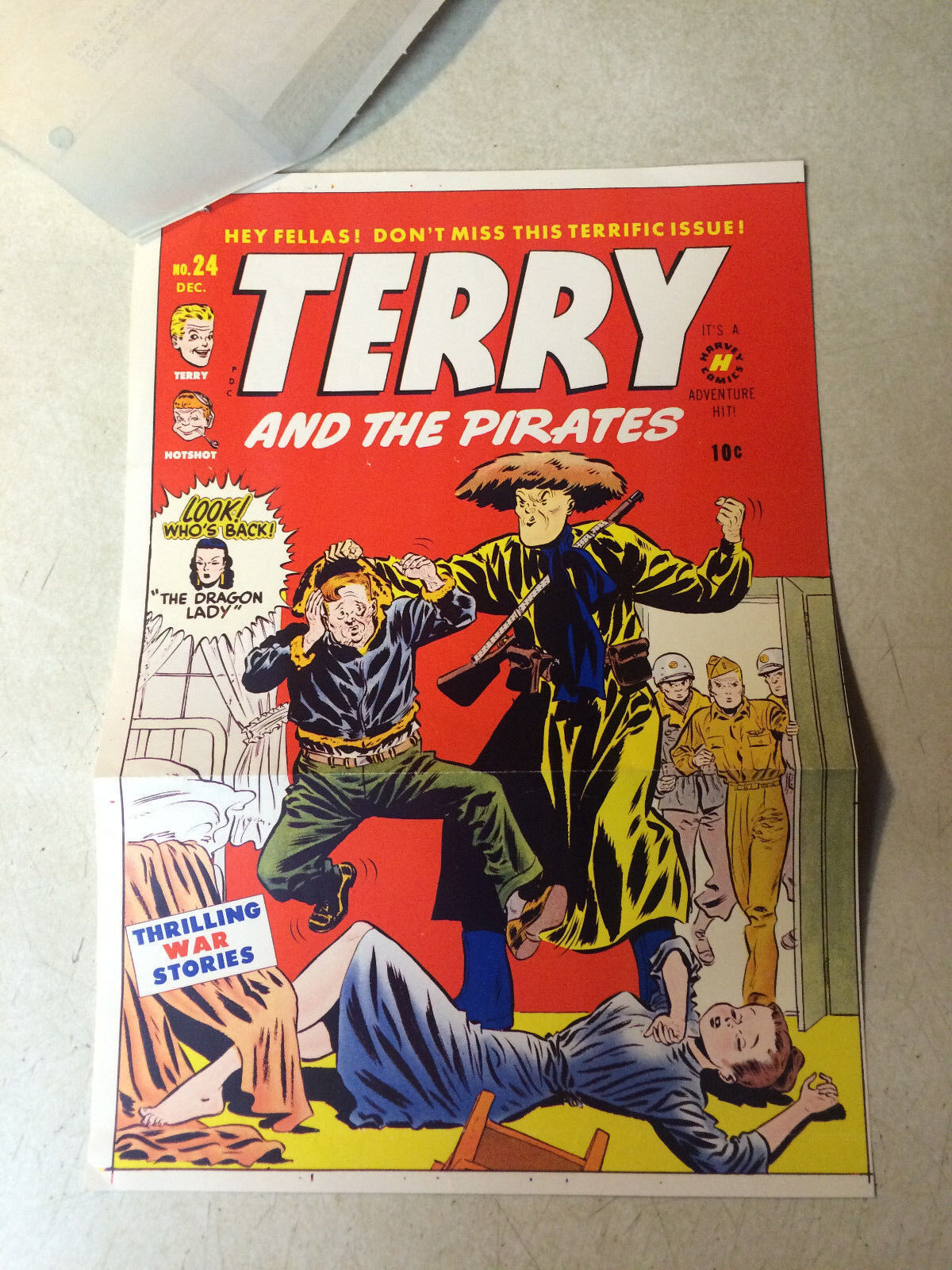 TERRY and the PIRATES #24 COVER ART original cover proof 1950 w/PRINTER INVOICE